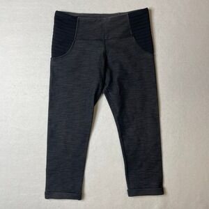 Lululemon Black Gray Crop‎ Leggings Size 6 Athletic Yoga Gym Workout Pants